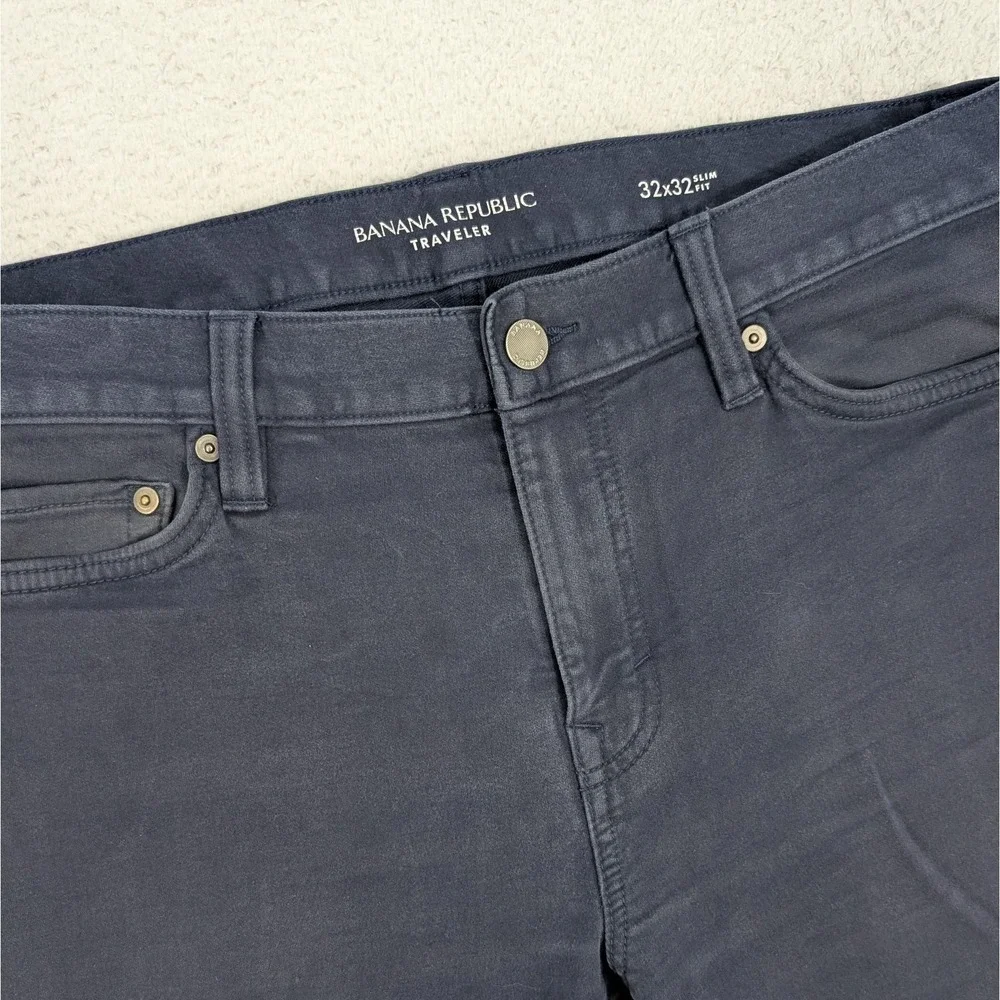Banana‎ Republic Traveler Jeans Mens 32x32 Blue Slim Stretch Dark Wash Denim